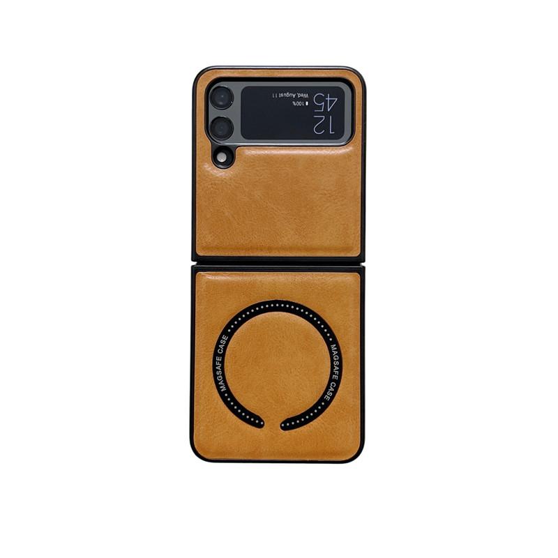 Роскошный деловой кожаный чехол для Magsafe, магнитный чехол для телефона с беспроводной зарядкой для Samsung Galaxy Z Flip 4 3 Flip4 Flip3 5G