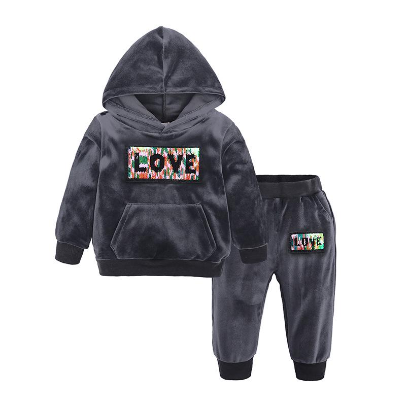 Velvet Hooded Girls Baby Boys Clothing Set Kids Jacket Coat Pants Suit For Sports Suits Tracksuits Toddler Unisex Children Clothes Set