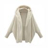 Women's Fashion Loose Retro Warm Solid Color Long Sleeve Hooded Loose Plush Fleece Jacket Women