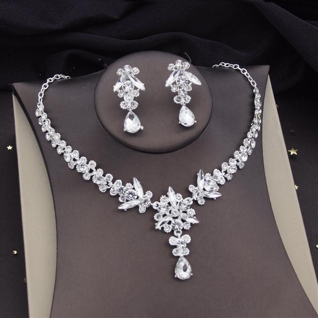 Великолепные хрустальные свадебные комплекты ювелирных изделий для женщин, тиара, корона, ожерелье, серьги, свадебные комплекты, выпускной, комплекты ювелирных изделий в Дубае, конкурс
