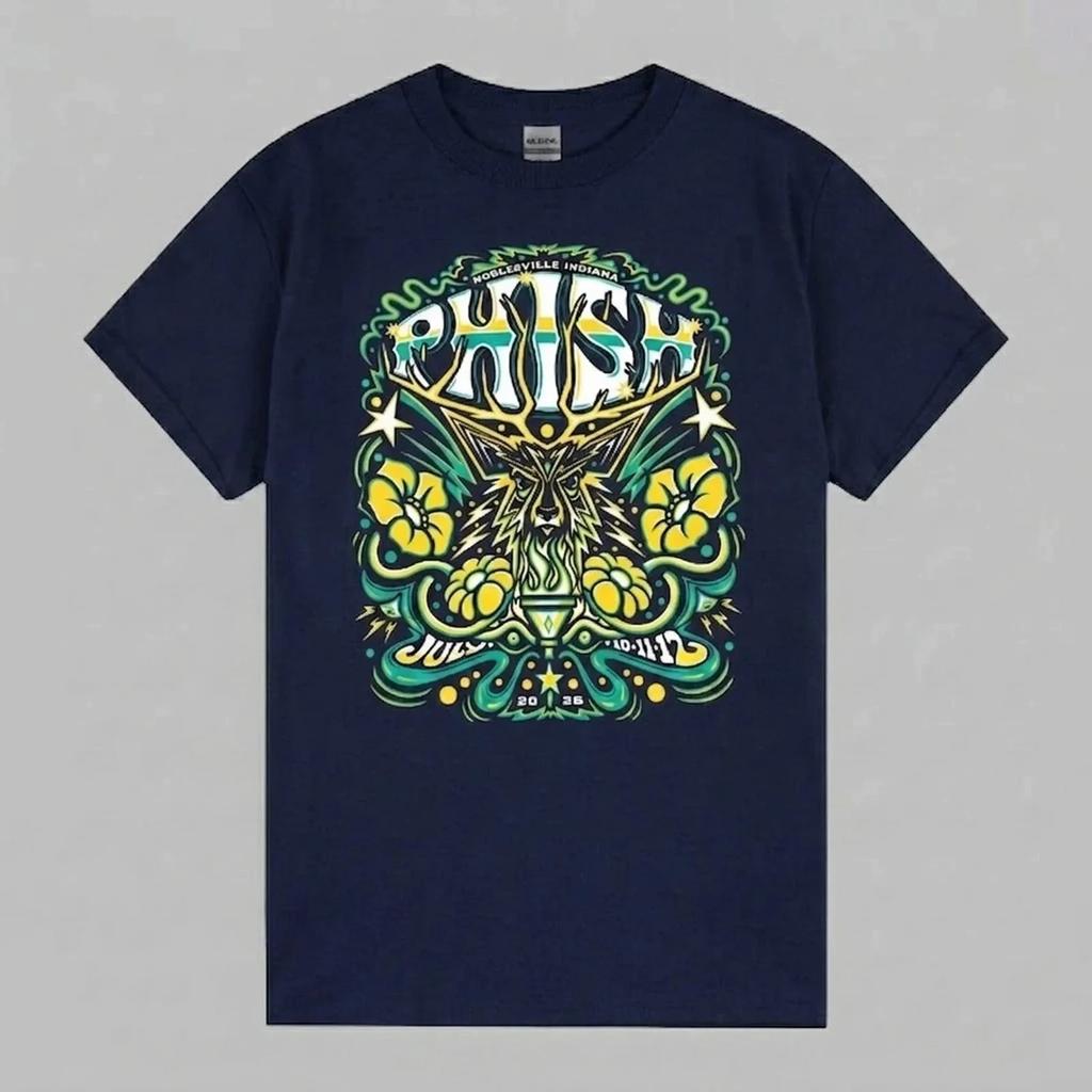 Phish Noblesville 2026 Vintage Navy Blue Unisex Graphic T-Shirt