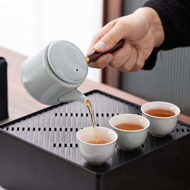 Керамический Портативный Дорожный Чайный Набор Кунг-Фу Подарки для Годового Собрания Бизнес-Предприятия Банковской Компании