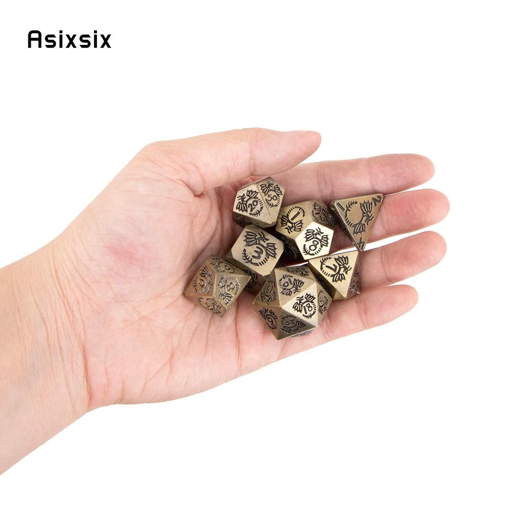 7 шт. металлические игральные кости желтого дракона, набор твердых металлических многогранных кубиков, подходящий для ролевой ролевой игры, настольной игры, карточной игры