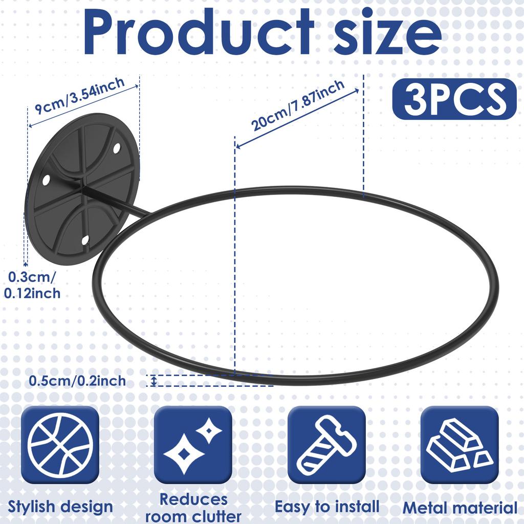 3/4 шт. Стойка для хранения баскетбольных, футбольных, волейбольных мячей, настенная стойка для хранения баскетбольных мячей, экономия места в гостиной, подставка для мячей