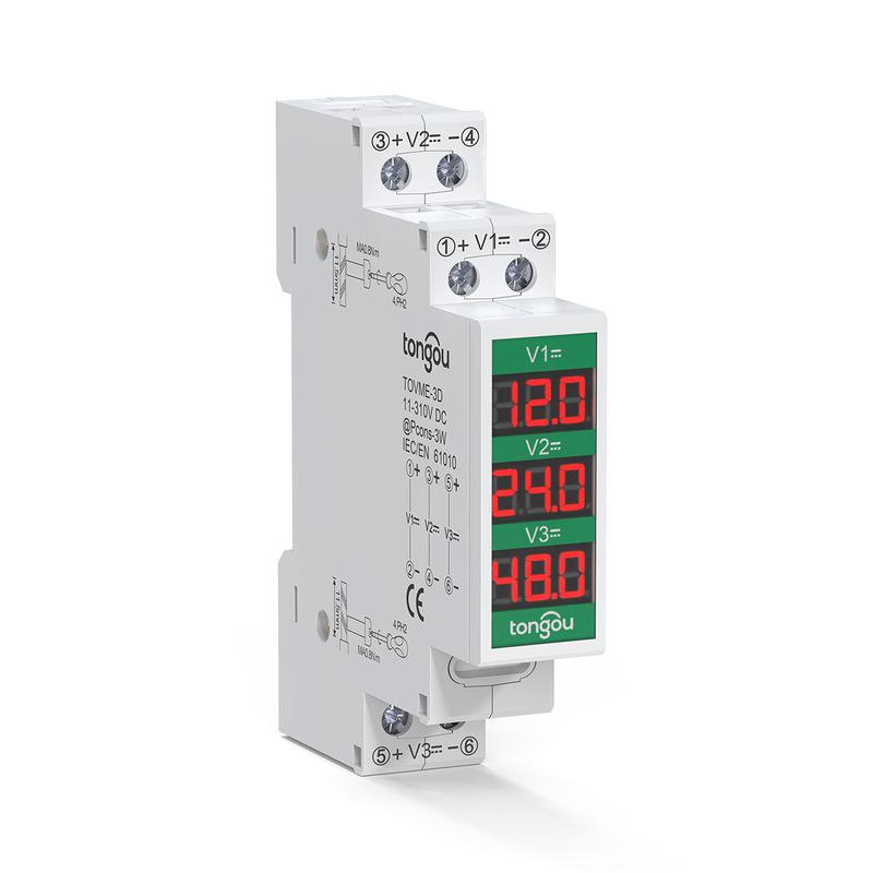 Din Rail Smart LED Digital DC11V-310V Direct Current Voltage Meter Numeric Display Voltage Gauge for Electronics