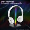 Headphone Stand RGB Light for Desk PC Gaming Headset Bottom Anti-slip with Type-C Ports