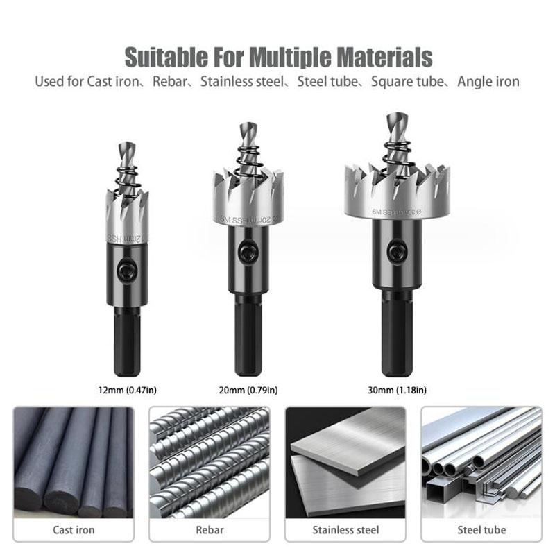 Сверло из быстрорежущей стали, кольцевая пила, биметаллический резак для алюминия, железа, нержавеющей стали, DIY резак по дереву, комплект кольцевой пилы из быстрорежущей стали