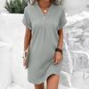 Женское летнее платье-рубашка, повседневное платье-футболка с V-образным вырезом и коротким рукавом, пляжный сарафан-мини для отдыха