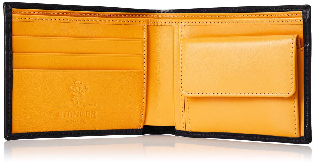Bifold Wallet BH141JR BridleHide Calf Leather [Ettinger] Black/Yellow [Item]