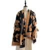 Imitation Cashmere Retro British Tassel Leopard Print Shawl Versatile Thermal Scarf Autumn And Winter Thickened Thermal Scarf