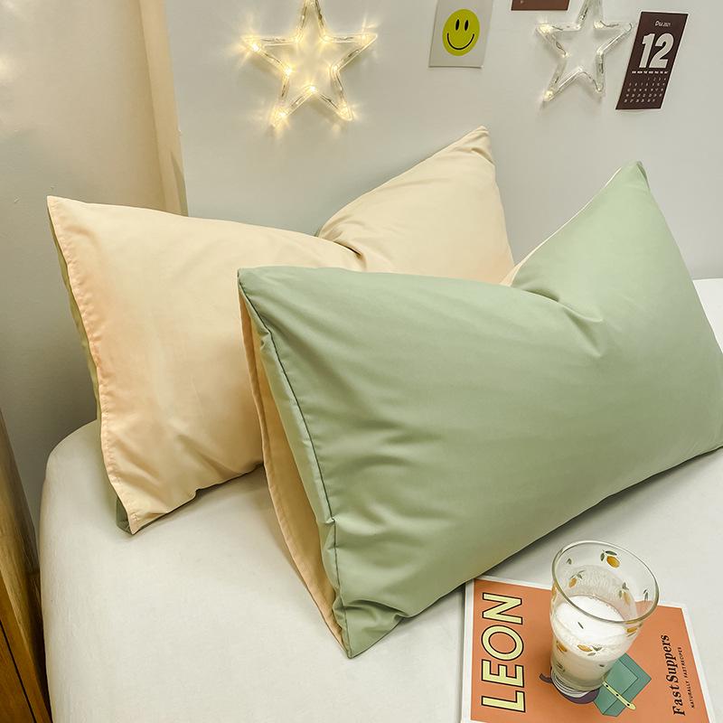 Washed Cotton Brushed Solid Pillowcases - Pair 48x74, Simple Design