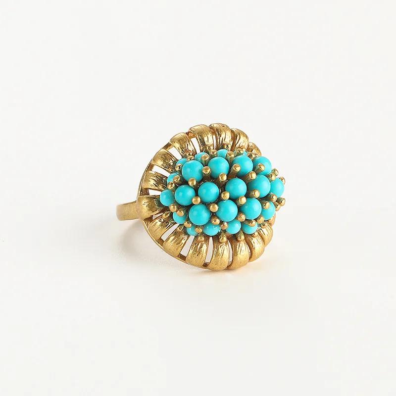 Натуральные бусины Синие кольца Камни Бохо Роскошь Дерево Лист Медь Винтаж Антиквариат Женские аксессуары Высокий бренд Ювелирные изделия 2025 CLE