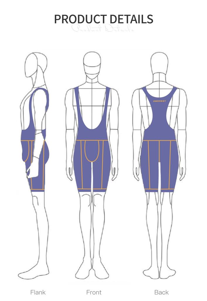 Велошорты с лямками AMORESY серии Octavian, 5-мерные шорты с лямками из спандекса с амортизацией (М, Дэхон)