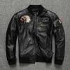 Кожа наппа первого слоя Натуральная кожа Мужской короткий лётный костюм Осень Большой размер Повседневная кожаная куртка