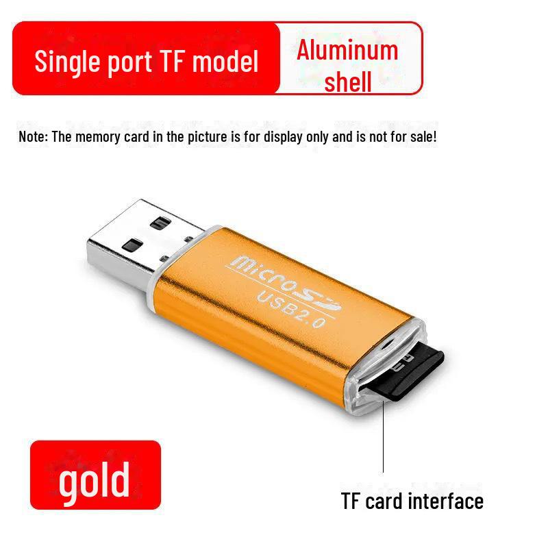 Aluminum USB Mobile Card Reader - Bright Color, High-Speed 2.0, Supports Micro SD/TF/Memory Cards