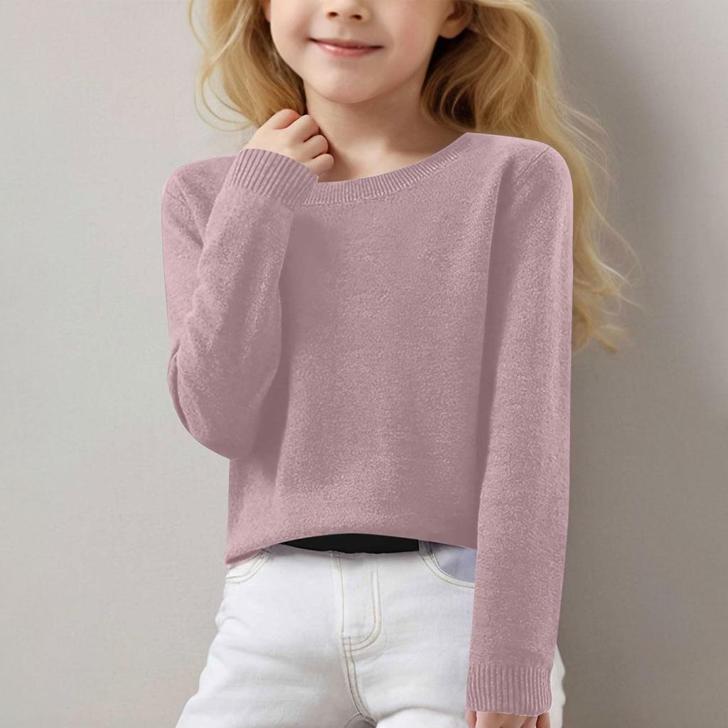 Girls Long Sleeve Round Neck Knit Pullover Jumper Tops Spring Base Layer Top Thermal Undershirt Youth Underwear 8-16Years