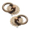 2Pcs Vintage Copper Round Ring Style Dresser Drawer Cabinet Pull Handle Knob for Wood Box Door Kitchen Home Decor with Screws