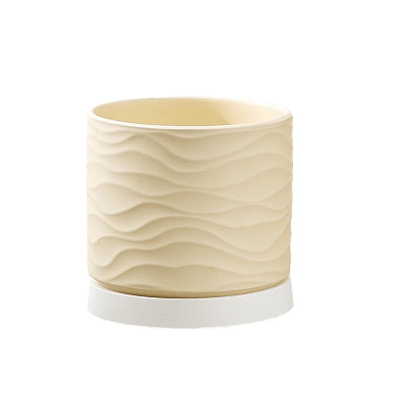 Deer-Tone Ceramic Planter with Tray