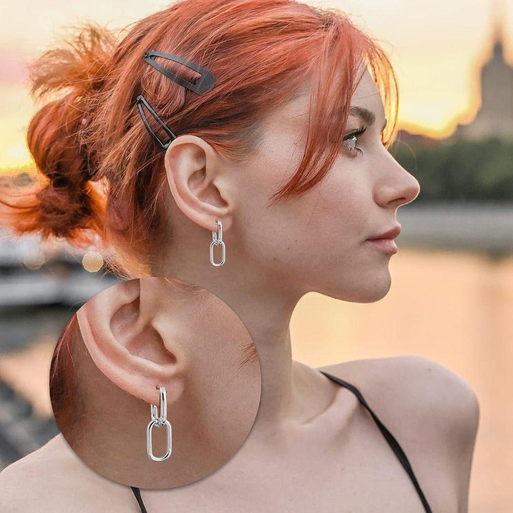Двойные овальные серьги-кольца Huggie Hoop, квадратные серьги-кольца, новые двойные овальные серьги для женщин