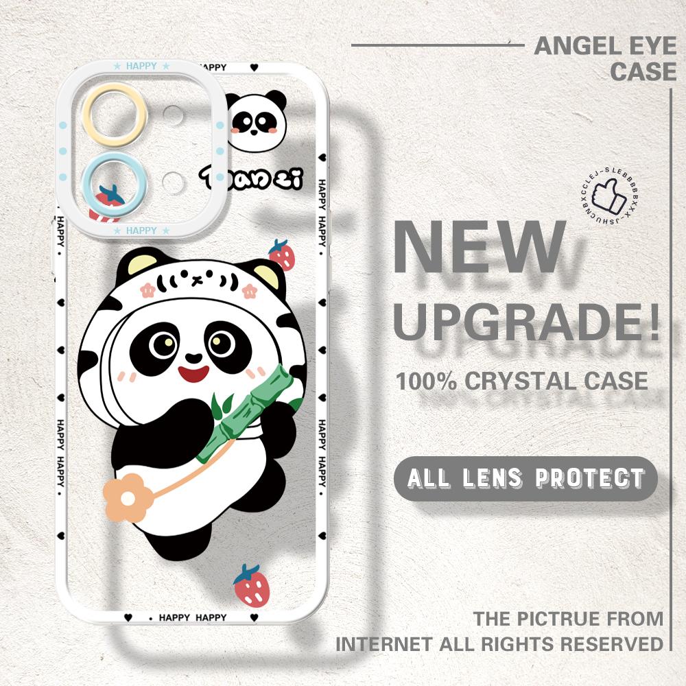 For Vivo Y15S Y17S Y36 Y20 Y22S Y28 Y75 Y33S Y18 V27 V29e V30e V20 V21 Tecno Pova 5 Soft Transparent Phone Case Cartoon Cute Panda Pattern Cover