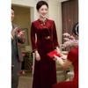 Pasite Velvet Embroidered Chinese Style Mother of the Bride/Groom Dress