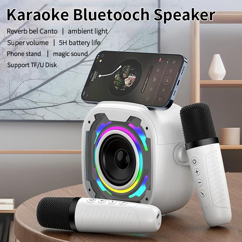 Mini Karaoke Machine Portable Bluetooth 5.3 Speaker Wireless Microphone Home Family Singing Children's Gifts Support TF U Disk