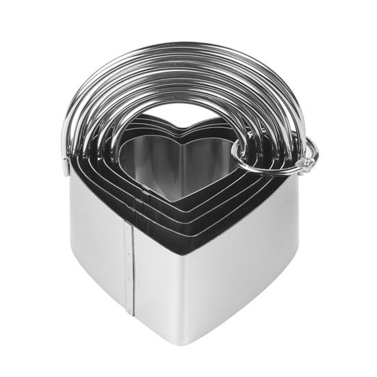 5 шт. формочки для печенья из нержавеющей стали с ручкой разных размеров, квадратные круглые звезды, цветы, сердце, любовь, пресс, форма для резки печенья, кухонные инструменты для выпечки