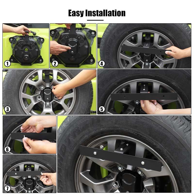 US Regulations Spare Tire License Plate Holder Bracket Mounting Fit For Jeep Wrangler TJ JK JL For Suzuki Jimny For Ford Bronco Exterior Accessories