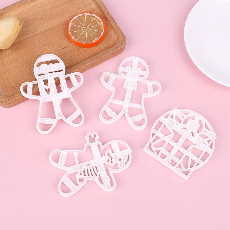 1 шт. Рождественские формочки для печенья в виде пряничного человечка, пластиковые мультяшные, с пресс-формой для печенья, шоколада, инструменты для украшения торта