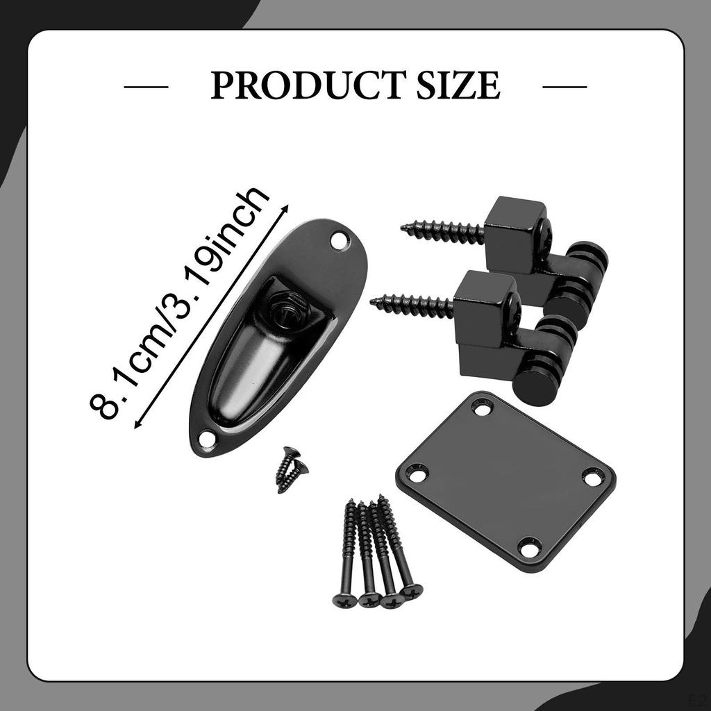 Electric Guitar Neck Plate Parts with Screws 4 Holes Metal Rectangle Thick Connecting