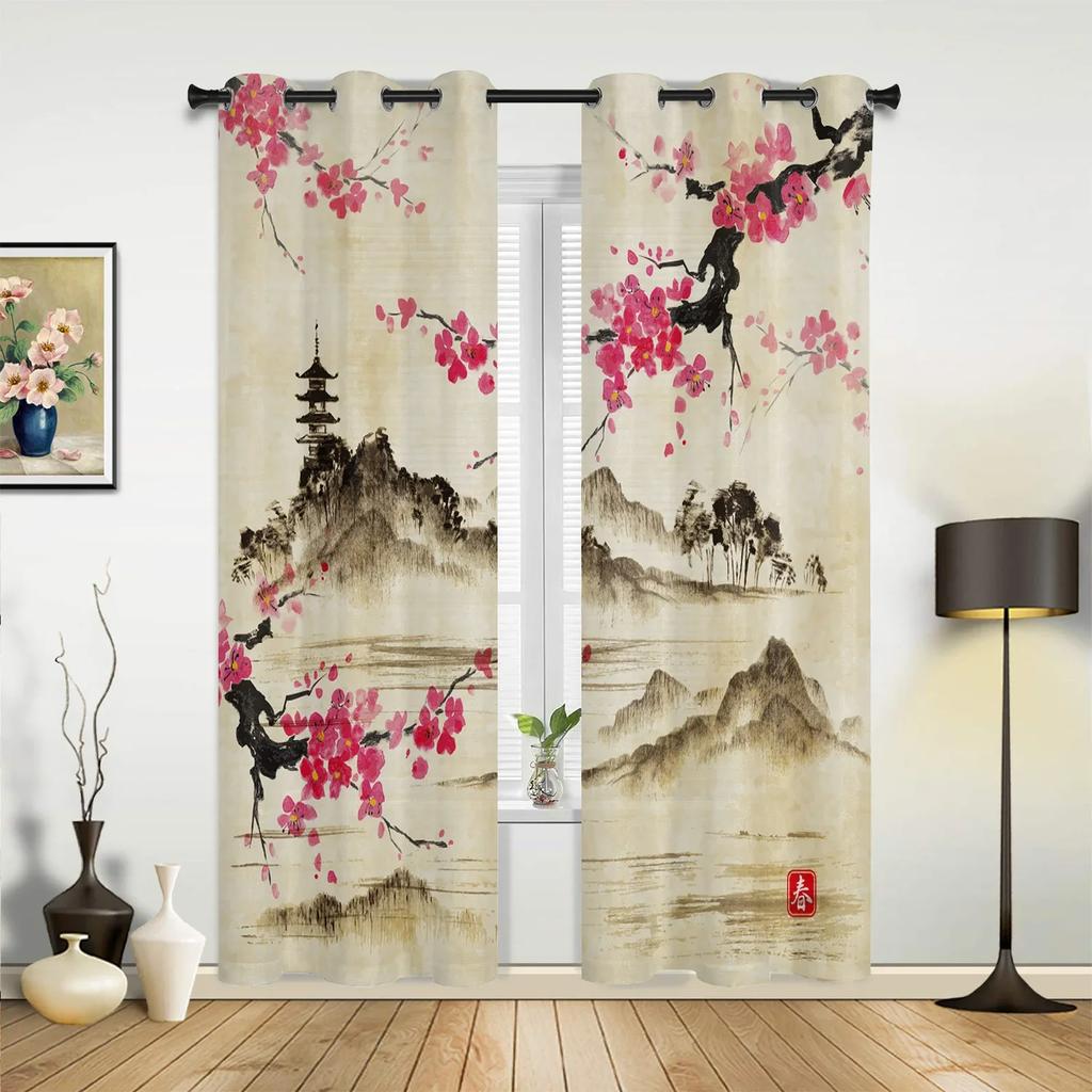 Цветущая сливовая птица в китайском стиле, занавески для окон, украшение для дома, шторы для гостиной, шторы для детской комнаты, шторы для кухни, спальни