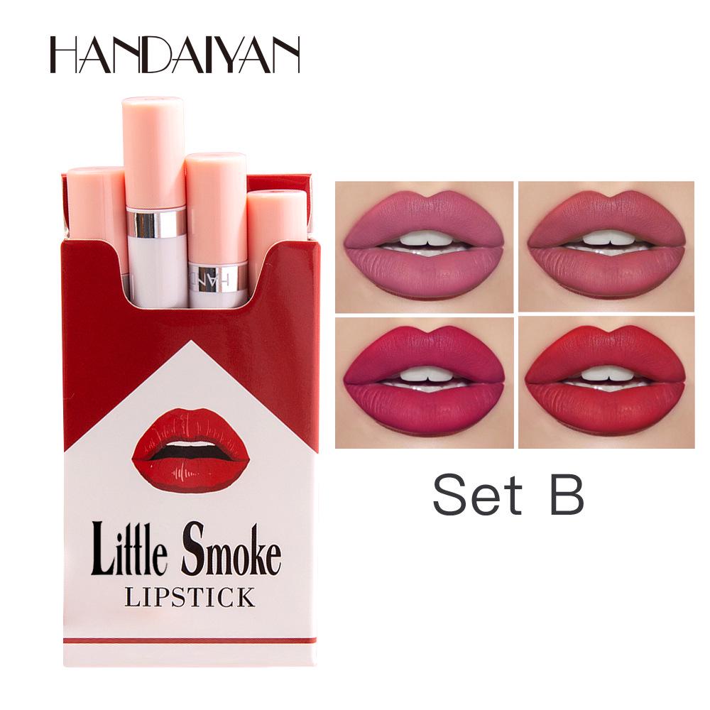 Handaiyan Lipstick 4 Set Matte Velvet Sigarette Lip Gloss Is Net Maklik Te Ferdwinen Fan Kleur Luie Make-up