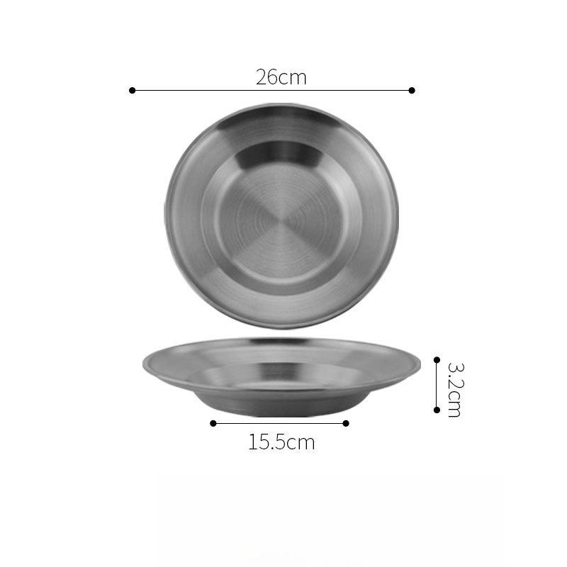 1 шт. Тарелка из нержавеющей стали 8 дюймов Ультрапортативная посуда Металлические обеденные тарелки для детей и малышей Отлично подходит для кемпинга на открытом воздухе, пикника
