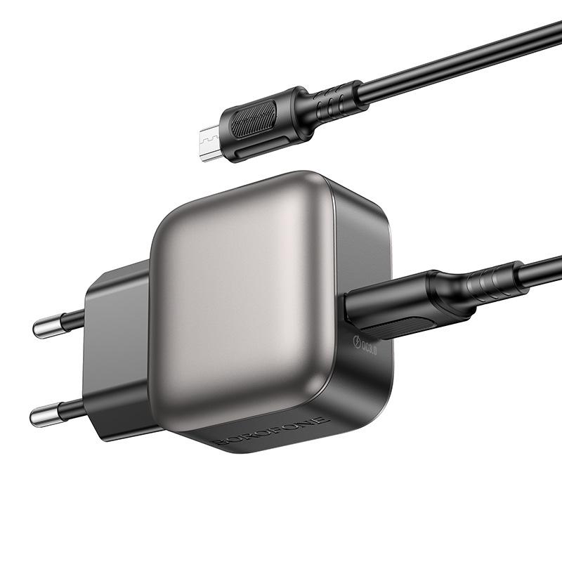 Зарядное устройство USB BOROFONE BAS52A Zhenchuang QC3.0 с одним портом (Микро) - Европейский стандарт
