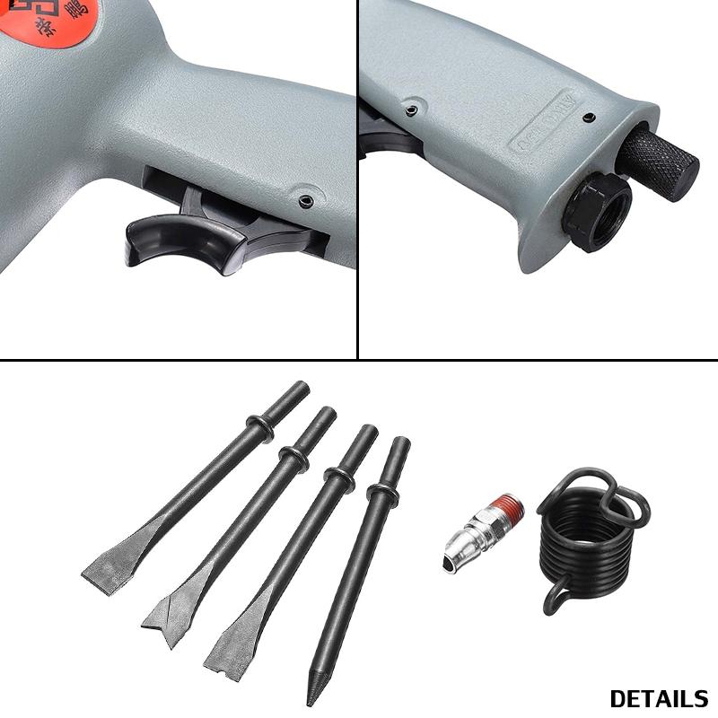 1/4 Inch Chipping Riveting Pneumatic Power Air Tool Handheld Gas Shovels Air Hammer Drill Tool Kits with 4pcs Chisels