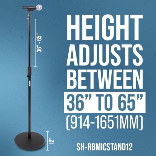 Shure by Gator SH-RBMICSTAND12 Microphone Stand, Straight Type, Vibration-Dampening 12" Round Base