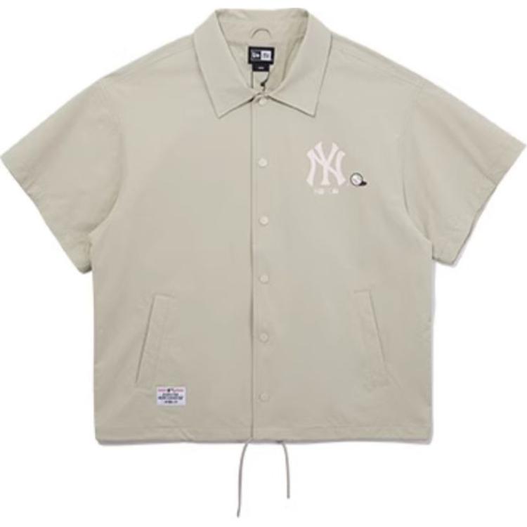 New Era SS25 Серия 'Стадионный пир' MLB Нью-Йорк Янкиз Свободный крой Однобортная куртка с длинным рукавом Унисекс куртки Серо-зеленый 14529415