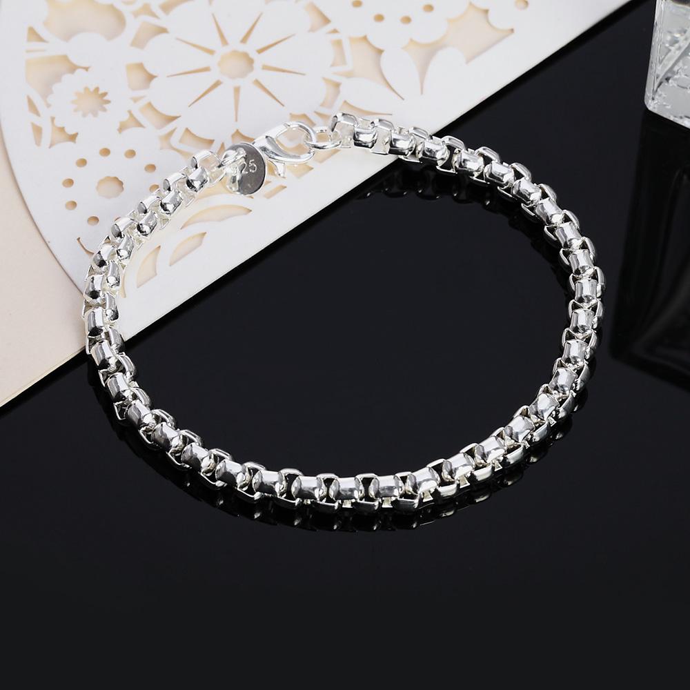 925 Sterling Silver Fine 4MM Round Lattice Bracelet for Woman Street Fashion Wedding Party Holiday Gift Streetwear Jewelry