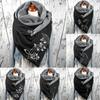Women Cotton Print Horse Note Rose Star Warm Button Turban Scarf