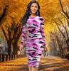 Long Sleeve Waist Tight Office Slim Fit Camouflage Printing Elegant Bodycon Dress
