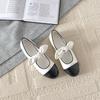 Evening Wind Mary Jane Shoes Women's Spring New Retro Fashion Color Matching Light Mouth Bow Flat Shoes