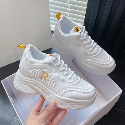 Обувь для папы на повышенных каблуках, женские весенние новые кроссовки в корейском стиле с толстой подошвой, женские кроссовки для бега для отдыха и путешествий, туфли-лодочки, оптовая продажа