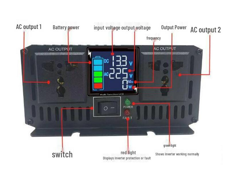 Инвертор чистой синусоиды для грузовика 12В/24В/48В в 220В, автомобильный инвертор 3000 Вт-5000 Вт
