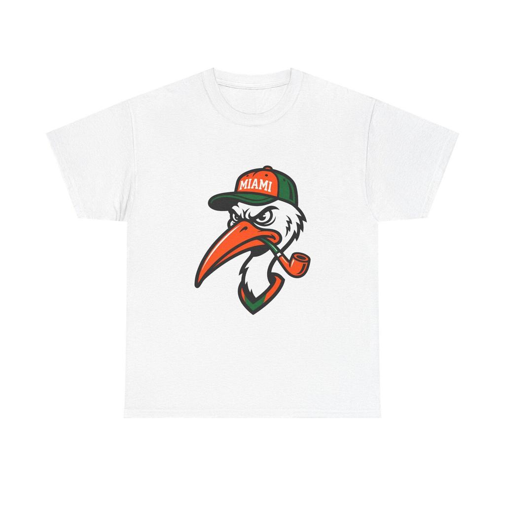 Vintage Miami Ibis Mascot With Pipe And Cap Shirt, Graphic Tee, Unisex Heavy Cotton T-Shirt, Retro Style Gift