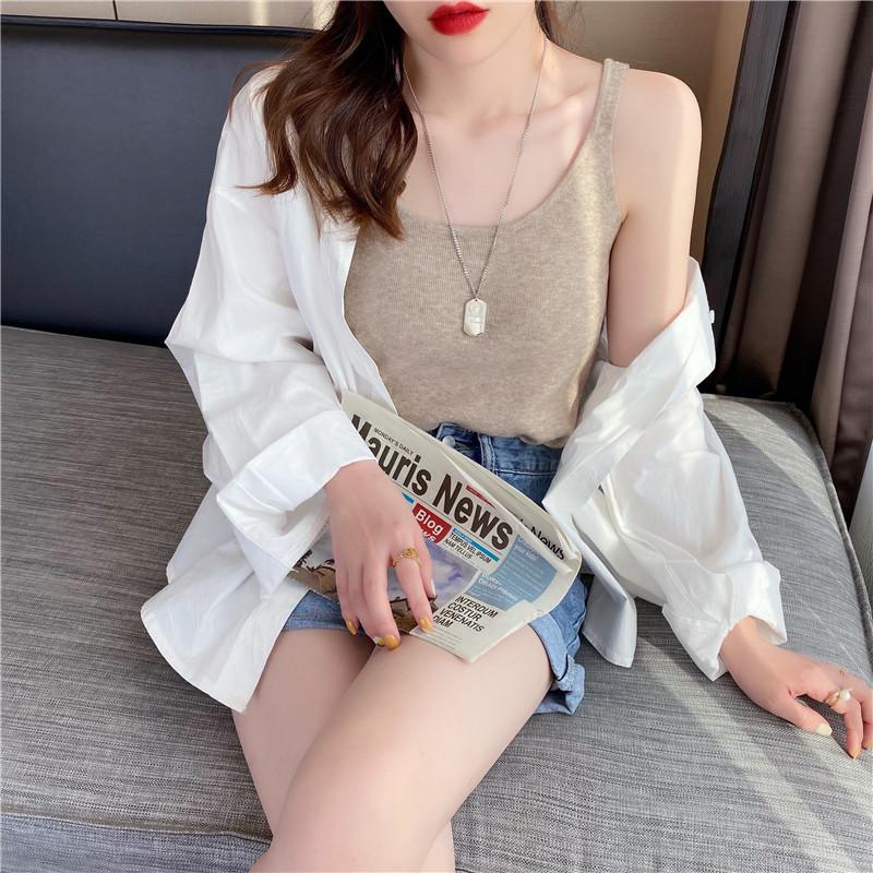 Вязаный жилет женский костюм с базовой рубашкой лето новый белый дизайн халтер топ spice girl