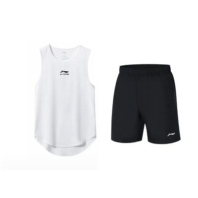 Li-Ning Удобный пуловер с круглым вырезом, простой топ, дышащий, универсальный, модный, шорты до колена, повседневный спортивный комплект YVSV021-1+YKST119-1