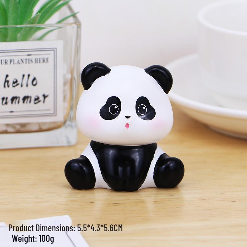 Mischievous Panda Car Ornament: Cute Resin Cartoon Figure