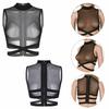 Womens Sexy Sleeveless Sheer Mesh Tank Tops See-through Criss Cross Tees Crop Top Clubwear