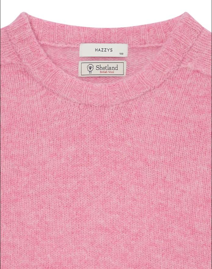HAZZYS [25Fw] [Shetland Wool] Pink Melange Shaggy Dog Crewneck Knit