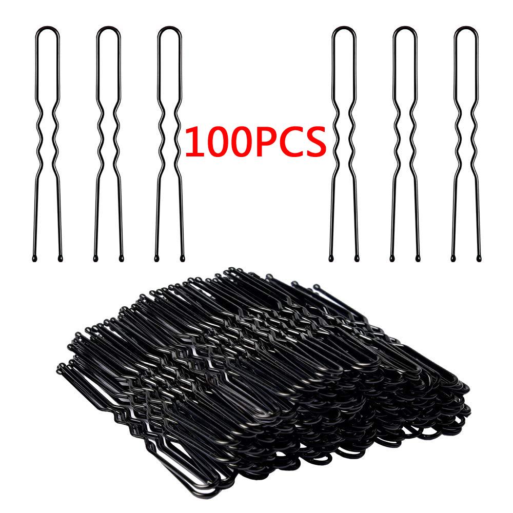 50/100 PCS  U Shaped Hair Pins Curly Wavy Grips Hairstyle Round Toe Ballet Hair Bobby Accessories Net Grips for Women Lady Girls